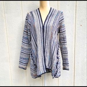 Lucky Brand Knit Open Front Cardigan Size Medium. Color: WhiteBlue. Size: XL